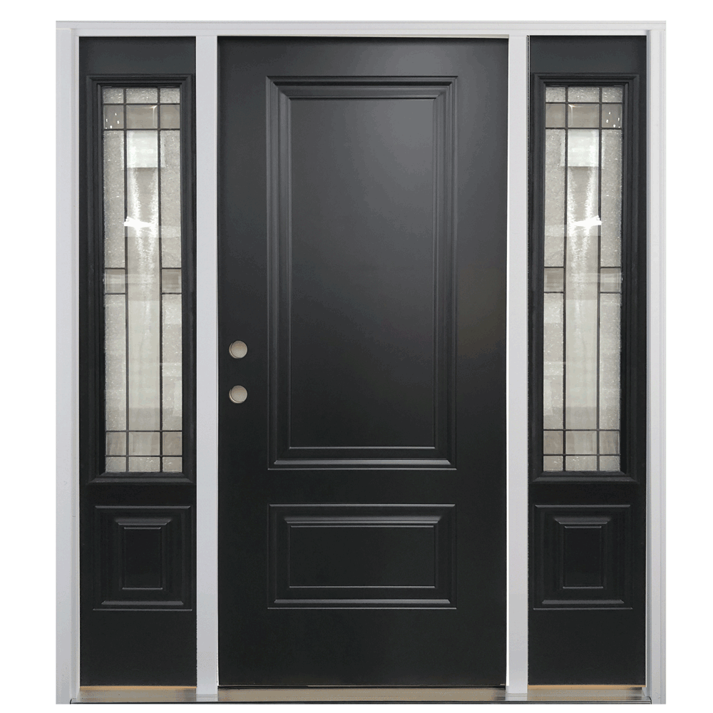 Exterior 2-Panel Steel Door with Portrait Glass Sidelites – Remodelers