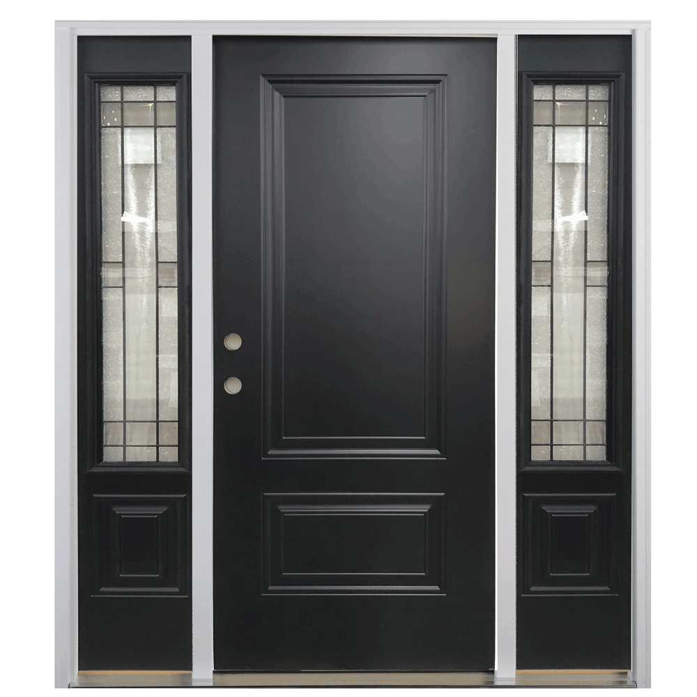 Exterior 2-Panel Steel Door with Port...