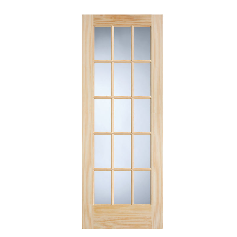 15 Lite Clear Pine Interior French Doors