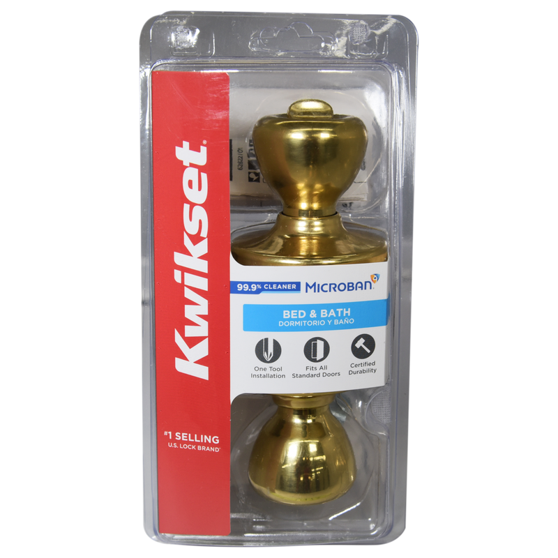 Kwikset 300T3CP Privacy Door Knob, Polished Brass