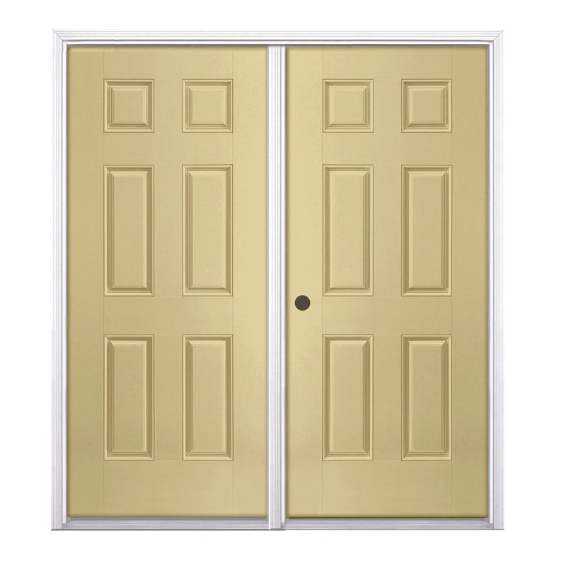 Double Unit 6 Panel Double Unit Fiberglass Prehung Textured Shed Doors – Remodelers ...