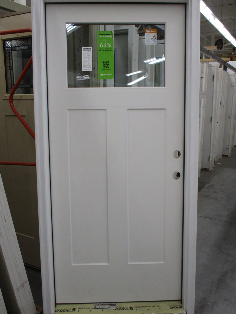 Surplus Winslow Smooth Flush Glazed Fiberglass 2 Panel 1 Lite Door
