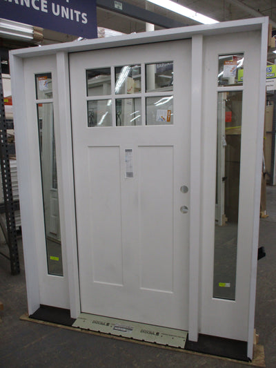 Masonite Primed Craftsman Door with 2 Sidelites
