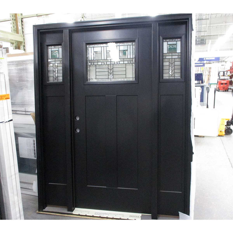 Surplus Smooth Fiberglass Craftsman Prefinished Door with Sidelites