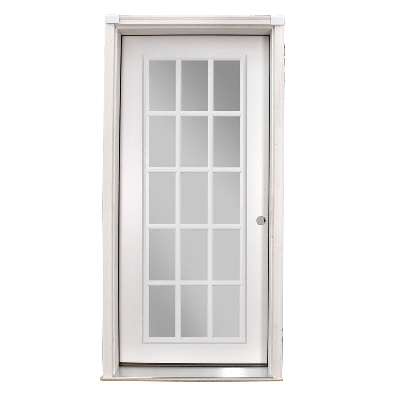 15 Lite Belleville Smooth Fiberglass Prehung Exterior Doors