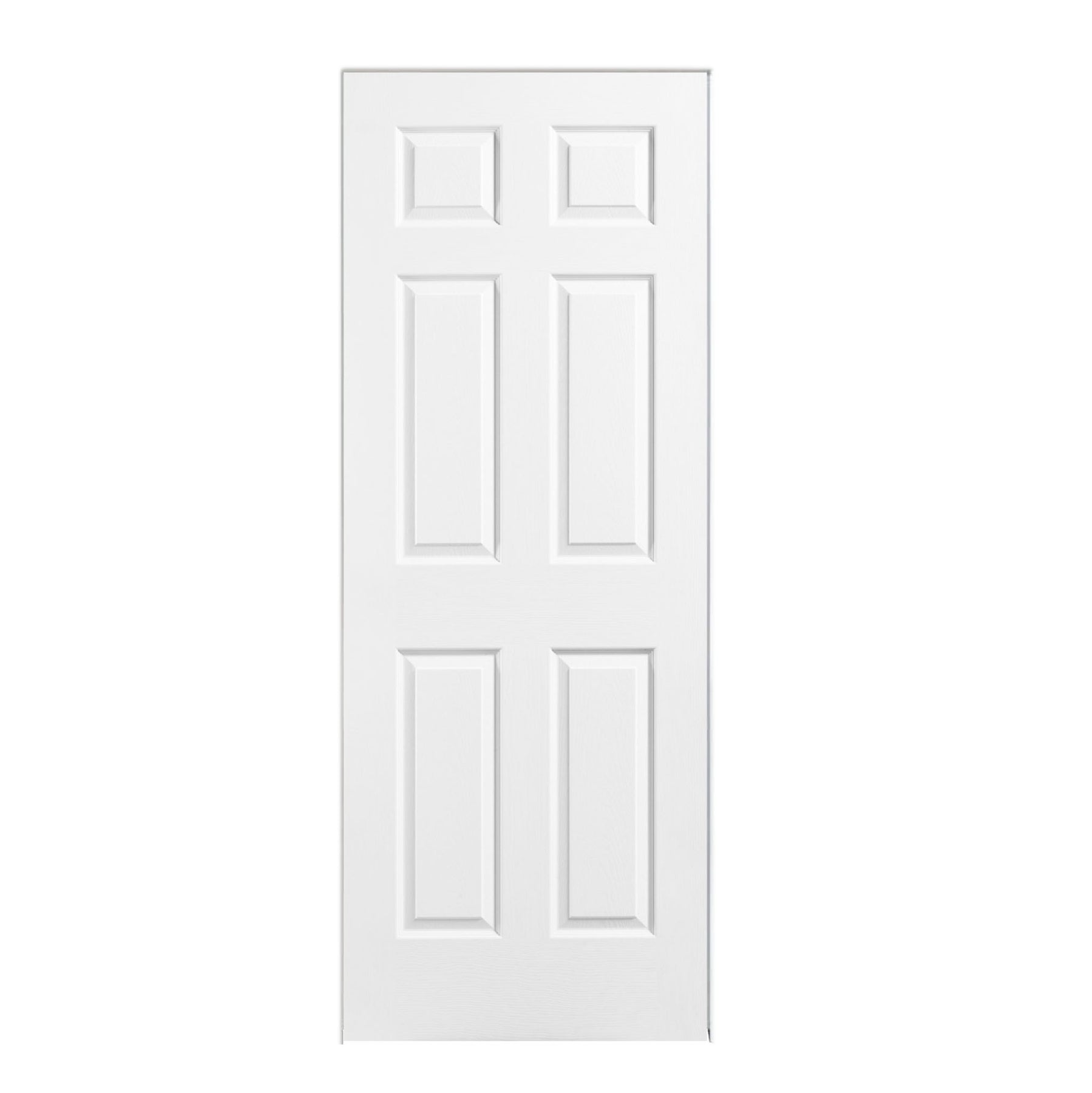 6 Panel Smooth Molded Prehung Door, Primed Flat Jamb, No casing