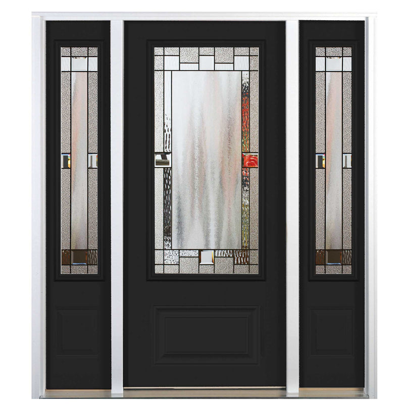 Exterior Steel Door 3/4 Lite Portrait Glass with Sidelites Remodelers